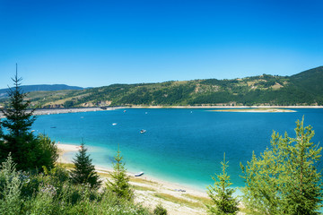 Naklejka premium Kokin Brod, Serbia August 01, 2017: Zlatar Lake in Serbia