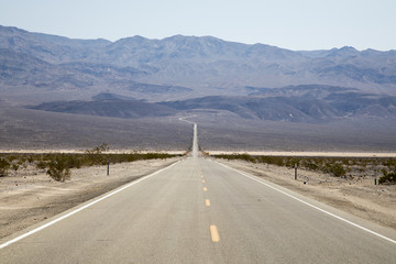 A view of Route 190 running through Death Valley in California 