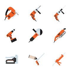 Set of building electrotools for repair. Vector illustration.