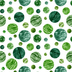Seamless Pattern of Polka Dots in Green Colors