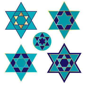 blue and gold Jewish star icons