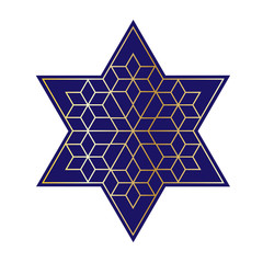 navy blue and gold Jewish star