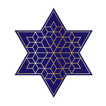 navy blue and gold Jewish star