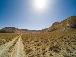 Cliff on the edge of the Ustiurt plateau, Kazakhstan