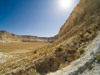 Cliff on the edge of the Ustiurt plateau, Kazakhstan