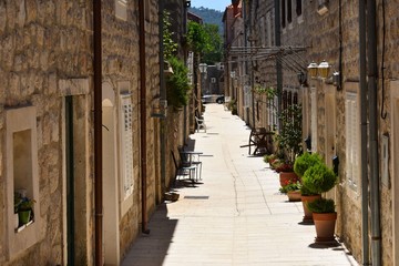 romantic narrow street between houses 