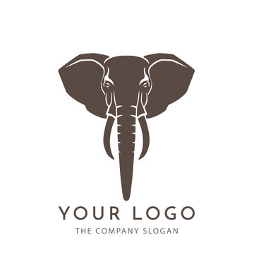 head elephant  brown logo sign emblem isolated