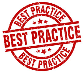 best practice round red grunge stamp