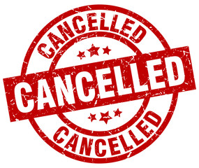 cancelled round red grunge stamp