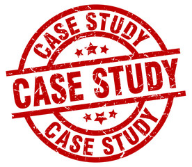 case study round red grunge stamp