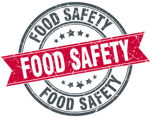 food safety round grunge ribbon stamp