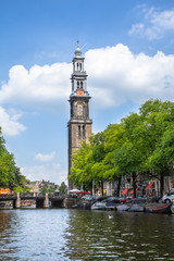 Fototapeta na wymiar View on the Western church, Amsterdam, Netherlands