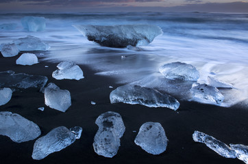 Stranded ice blocks, Jökulsarlon glacier bay, Iceland