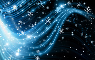 Obraz premium snowflakes and stars descending on background