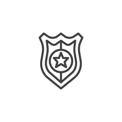 Obraz premium Police badge line icon, outline vector sign, linear style pictogram isolated on white. Symbol, logo illustration. Editable stroke