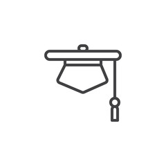 Judge hat line icon, outline vector sign, linear style pictogram isolated on white. Symbol, logo illustration. Editable stroke