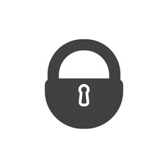 Padlock icon vector, filled flat sign, solid pictogram isolated on white. Lock, password symbol, logo illustration.