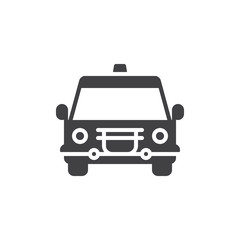 Police car icon vector, filled flat sign, solid pictogram isolated on white. Symbol, logo illustration.