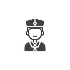 Policeman icon vector, filled flat sign, solid pictogram isolated on white. Symbol, logo illustration.