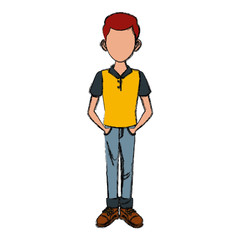Young man cartoon icon vector illustration graphic design