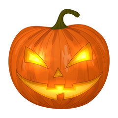Carved Halloween pumpkins, colorful scary Halloween illustration. Vector
