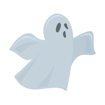 Ghost, colorful cartoon scary Halloween illustration Vector
