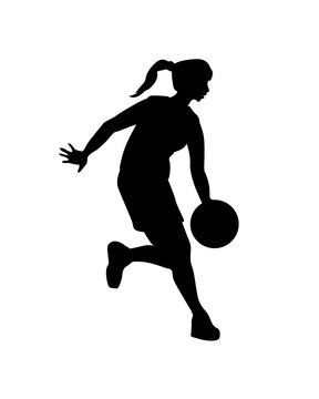 Woman basketball player. Vector black silhouette