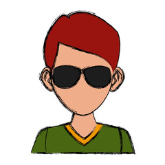 Young man with sunglasses cartoon icon vector illustration graphic design