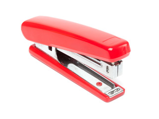 Red Simple Stapler or Tacker, Isolated on White Background