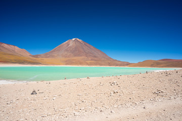 Wide angle view of the outstanding Green Lagoon or 