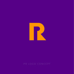PR logo concept. PR monogram.  Public Relations logo. PR letters on the violet background.