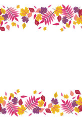 Seamless Bright Fall Autumn Sumac Leaves Top and Bottom Border 1