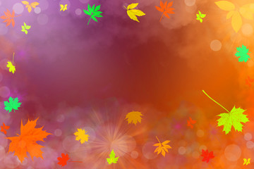 Illustration of autumn background with falling leaves.