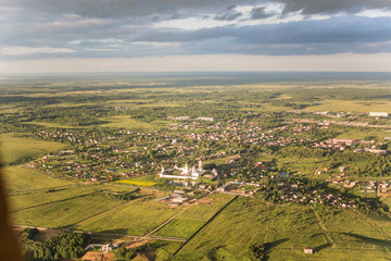 Bird's eye view on Russian village