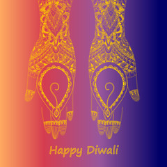 Hands holding Indian diya, Diwali festival