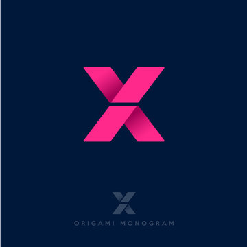 X logo. X origami letter.. Delivery logo.