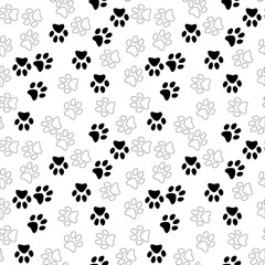 Vector seamless pattern with cat footprints. Can be used for wallpaper, web page background, surface textures.