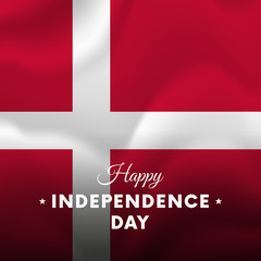 Banner or poster of Denmark independence day celebration. Waving flag. Vector illustration.
