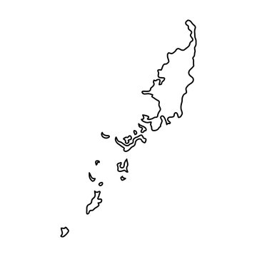 Palau map of black contour curves of vector illustration