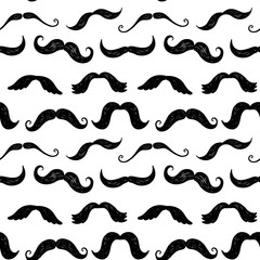 Funny hipster seamless pattern with mustaches
