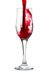 a glass of wine on a white background