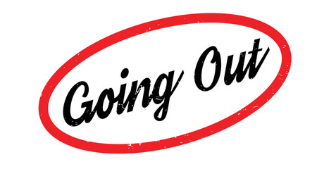 Going Out rubber stamp. Grunge design with dust scratches. Effects can be easily removed for a clean, crisp look. Color is easily changed.