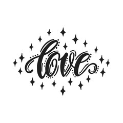 Love. Hand drawn lettering design.