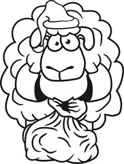 weihnachten santa claus weihnachtsmann winter bart mütze nikolaus geschenke sack ängstlich lustig klein süß niedlich comic cartoon schaf ziege wolle bauer bock müde cool