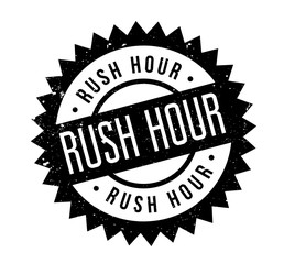 Rush Hour rubber stamp. Grunge design with dust scratches. Effects can be easily removed for a clean, crisp look. Color is easily changed.