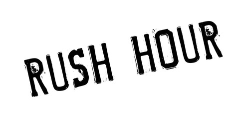 Rush Hour rubber stamp. Grunge design with dust scratches. Effects can be easily removed for a clean, crisp look. Color is easily changed.