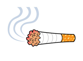 Cigarette with smoke vector icon isolated.