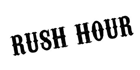 Rush Hour rubber stamp. Grunge design with dust scratches. Effects can be easily removed for a clean, crisp look. Color is easily changed.