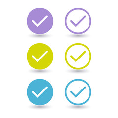 Set of flat round colorful checkbox icons vector illustration