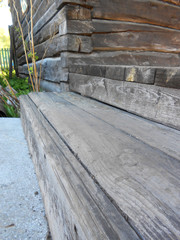 Old wooden porch, whipped from planks